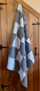 Plaid and  grey Quilt 55”x 45"