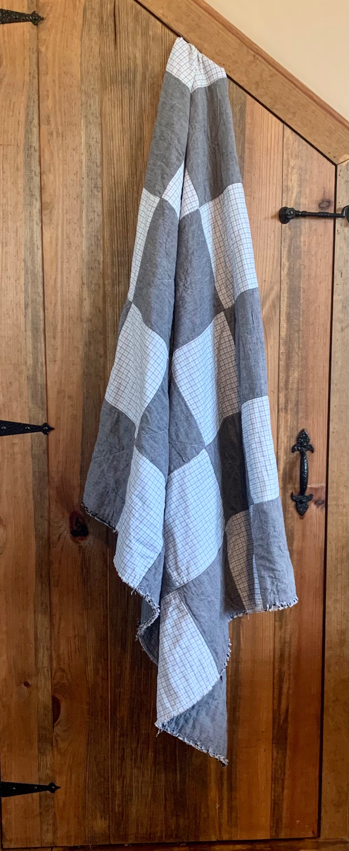 Plaid and  grey Quilt 55”x 45"