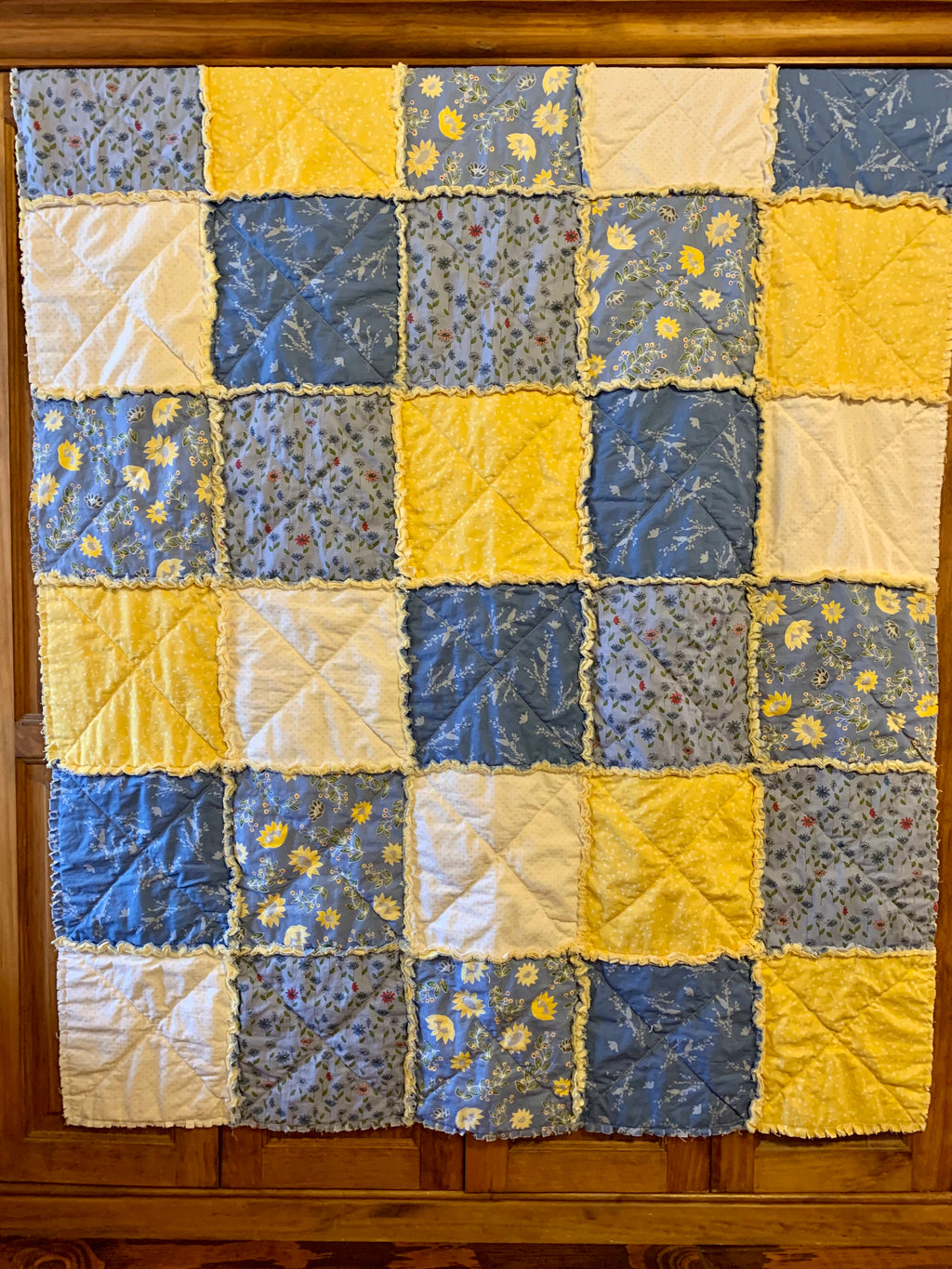 Yellow & Blue Child's Quilt 45"x55"
