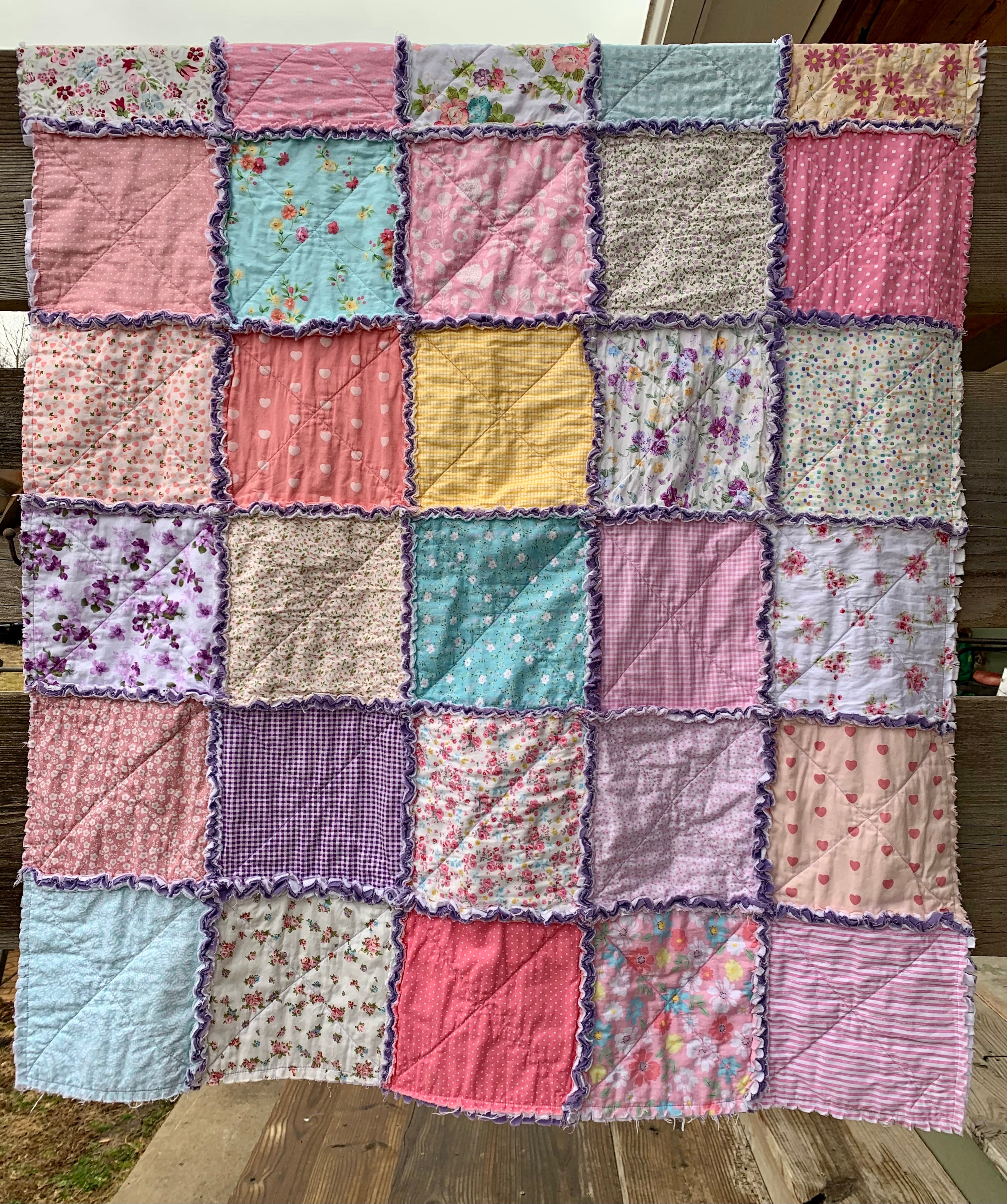 No 2 Squares Alike/Purple Quilt 45"x 55"