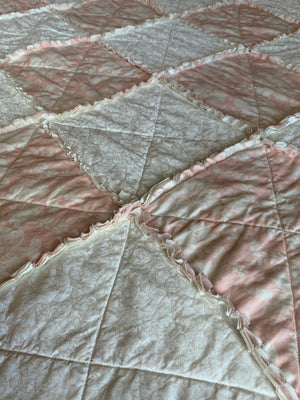 Pink and cream Quilt 55”x 45"